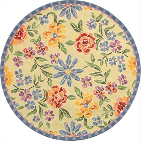 Safavieh 3 ft. x 3 ft. Round- Country and Floral Chelsea Ivory Hand Hooked Rug HK214A-3R